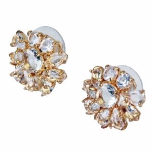 NEW J Crew Crystal Gold Flower Cluster Earrings